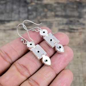 Boucles d'oreilles pendantes en diopside, pierre précieuse unique, en argent sterling 925, faites à la main, bijoux de luxe, cadeau pour fête ou anniversaire - Product Image 2