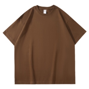 เสื้อยืดคอกลมแขนสั้นทรงโอเวอร์ไซส์ ผ้าคอตตอน 100% หนัก 300gsm สำหรับผู้ชายและผู้หญิง สไตล์ลำลอง สีพื้น - Product Image 5