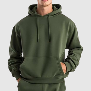 High Quality 100% Cotton French Terry Windproof Pullover Hoodie Oversized Plus Size Drop Shoulder Streetwear - Product Image 3