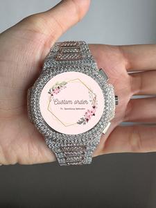 นาฬิกาข้อมือเพชรคุณภาพสูง VVS Moissanite สำหรับผู้ชายขายดีสายสแตนเลสนาฬิกาควอตซ์เคลื่อนไหวเย็น - Product Image 2