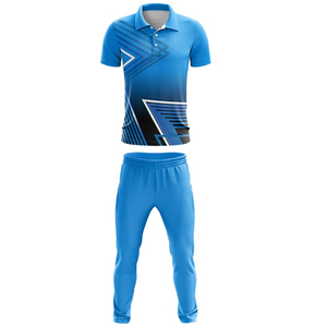 Custom Men's Blue <b>Cricket</b> Uniform Short Sleeve for <b>Shirt</b> Elastic Waist Pants Moisture Wicking 100% Polyester UV Protection All - Product Image 2
