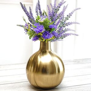 Vase rond en métal fait main pour la décoration de la maison et du bureau, vase à fleurs décoratif moderne, centre de table, cadeau - Product Image 1