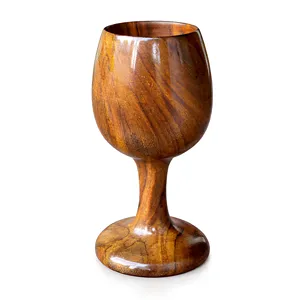 Copa de Madera Hecha a Mano con Revestimiento Metálico, Taza Rústica Marrón para Beber, Cáliz Tradicional, Vajilla Decorativa - Product Image 5