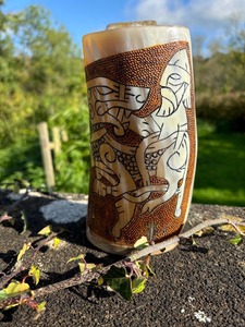 Corne à boire Viking en corne de buffle polie, écologique, artisanale, de luxe, d'inspiration médiévale, pour fêtes, avec logo, anti-fuite, portable - Product Image 3