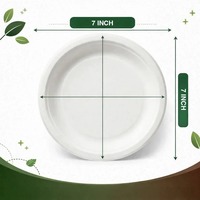 Assiette jetable ronde de 7 pouces en bagasse, écologique, biodégradable, de qualité alimentaire, pour événements hôteliers, directement de l'usine