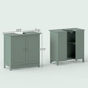 Mobile Bagno Verde Scuro con Lavabo Integrato, 2 Ante e Ripiano Regolabile, Installazione a Pavimento - Product Image 3