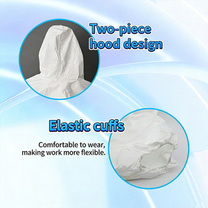 Overol Protector Desechable con Capucha, Microporoso, Impermeable al Polvo, Ropa de Trabajo de Seguridad Química, EPP para Uso en Cuartos Limpios, No Tejido, Nivel D - Product Image 4