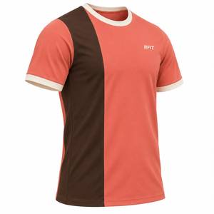 T-shirt d'entraînement à manches courtes pour homme, avec empiècements verticaux et blocs de couleur, vêtement d'équipe personnalisé, tissu jersey à séchage rapide - Product Image 2