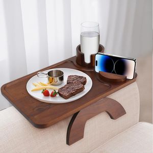 Table d'appoint durable en bois pour canapé, avec rangement pour collations, boissons et télécommande, utilitaire quotidien pour la maison - Product Image 1