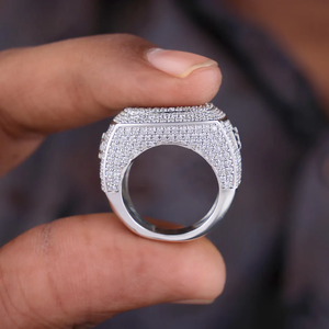 Luxury Moissanite Crown Statement <b>Ring</b> <b>Iced</b> Out Square Face Silver Hip Hop Fashion Band Unisex Party Jewelry Gift Shine - Product Image 2