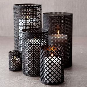 Kraft World Manufacturer Wholesale <b>Ramadhan</b> <b>Decor</b> Dark Grey Mesh Lantern Gift Vintage Cutwork Candle Holder Set Three Pieces - Product Image 2