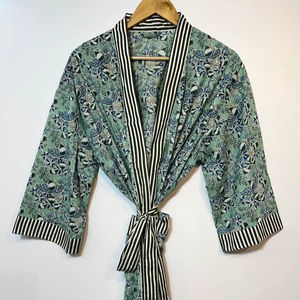 Camisón Kimono con Estampado de Dibujos Animados para Mujer, Algodón Suave, Cuello en V, Cintura Elástica, Largo Completo, Hecho a Mano, ODM - Product Image 1