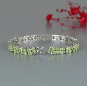Natural Peridot Stone Gold Plated 925 Sterling Silver <b>Charm</b> Bracelet Green Gemstone Elegant Handmade Luxury Jewelry - Product Image 1