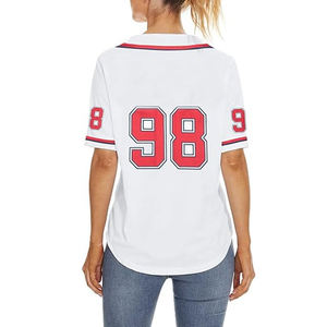 Maillot de baseball unisexe à col en V, manches courtes, blanc, rouge, bleu, coupe classique, respirant, séchage rapide, polyester, toutes saisons - Product Image 4