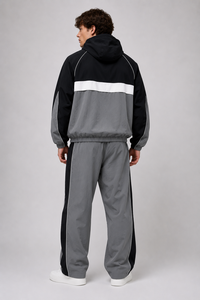 Quickdry Color Block <b>Nylon</b> Windbreaker Custom Printed Logo Reflective Trim Sportswear Full Zip Jacket <b>Jogger</b> Tracksuit Wholesale - Product Image 3