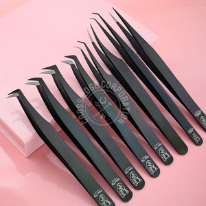 Pince à cils à pointe de fibre professionnelle pince à épiler à volume de botte à 90 degrés pince à cils à volume personnalisé pince à épiler à pointe de fibre - Product Image 1