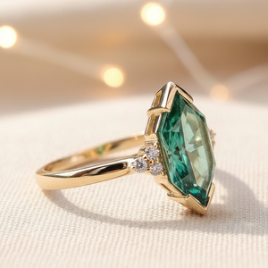 Bague de Fiançailles Tendance en Argent Sterling 925 avec Moissanite Vertes Taille Marquise Hollandaise 2.09 TCW Style Vintage et Monture Muse - Product Image 3