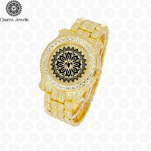 Charm_Jewells Men's Luxury Stainless Steel <b>Watch</b> 43mm Irregular Case Diamond Encrusted Rubber Band <b>Mechanical</b> Chronograph - Product Image 4