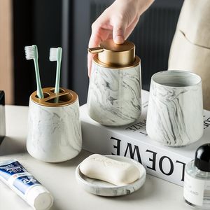 Premium marble <b>set</b> decorative <b>bathroom</b> <b>accessories</b> luxury washroom decor marble bath <b>set</b> marble jar with lid marble <b>set</b> - Product Image 3