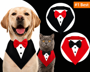 Dog Tuxedo Bandana OEM ODM Custom Logo Adjustable Formal Pet <b>Collar</b> Direct Manufacturer Polyester Birthday Christmas - Product Image 1