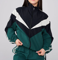 Veste coupe-vent bicolore avec col montant et fermeture éclair, style sportif, unisexe, polyester, pour l'automne
