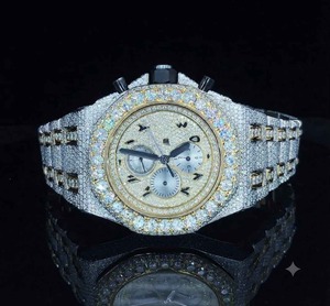 Reloj de Lujo para Hombre de Acero Inoxidable con Diamantes, Caja Redonda de 42 mm, Cronógrafo Mecánico Analógico, Cierre Plegable - Product Image 3