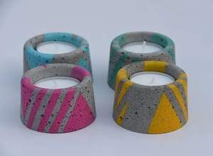 Porte-bougie en béton fait main TCE Premium pour la maison et la décoration intérieure, centre de table personnalisé, cadeau - Product Image 2