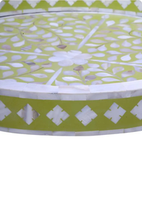 Black & White Bone Inlay <b>Round</b> <b>Tray</b> | Handmade Floral Inlay Decorative <b>Tray</b> | Art Deco Luxury Home Decor | PERFECT ENTERPRISES - Product Image 4