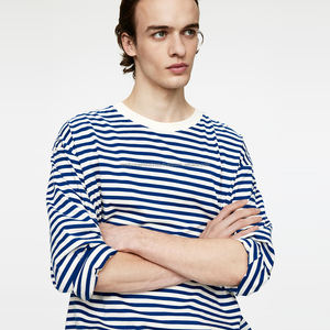 Camisetas de punto de poliéster liso con estampado de rayas sublimadas y logotipo personalizado con logotipo bordado - Product Image 1