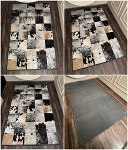 Tapis Patchwork en Cuir de Vachette Naturel Fait à la Main Tapis en Cuir Véritable Tapis Rustique Moderne pour la Décoration de Salon à la Maison 9x6 pi. - Product Image 3