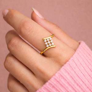 Hallmark Silver Elegant Floral Cluster Gold Plated Ring Watch - Product Image 2