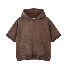 Sudadera con Capucha Extra Grande para Hombre, Manga Corta, Color Sólido, Tejido de Algodón, Informal, con Bolsillo, para Otoño - Product Image 2