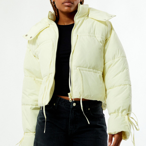 Luxury Women's Cropped Quilted <b>Down</b> Puffer Jacket Hooded <b>Duck</b> <b>Down</b> Winter <b>Coat</b> Fashionable Zipper Jacket - Product Image 4