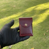 Dompet Kulit Sapi Asli Buatan Tangan Vintage Ramah Lingkungan Model Pendek dengan Kancing dan Lapisan Lilin untuk Pria Ukuran 4 Inci Anwar