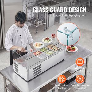 Stazione di Preparazione Condimenti da Banco 130W con 1 Vasca 1 1/3 e 4 Vasche 4 1/6 in Acciaio Inox 304 Refrigerato con Refrigerante R134a - Product Image 5