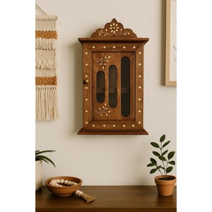 <b>Walnut</b> Pine Vintage Key <b>Cabinet</b> Wall Mount Wooden Storage Holder Wholesale - Product Image 2