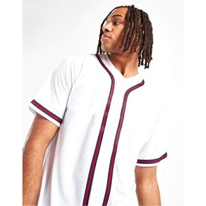 Camiseta de Béisbol Personalizada con Rayas, para Hombre, Impresión Digital, Antibacteriana, sin Mangas, Cuello en V, Uniforme de Equipo, Camisas con Botones al por Mayor - Product Image 1