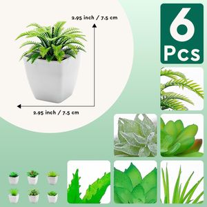 Modernas 6 Piezas de Suculentas Artificiales Pequeñas de Plástico para Decoración Interior; 6 Piezas de Plantas Artificiales, Adornos de Suculentas Falsas en Macetas Verdes - Product Image 3