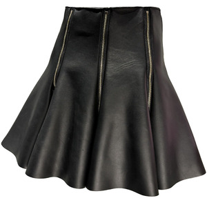 Women's High Waist Faux Leather A-Line Mini <b>Skirt</b> With Zipper Decoration Flared Style Solid Color All Seasons Wear - Product Image 4