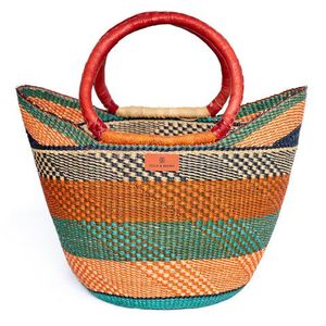 Earth Tone Seagrass Handbags Red <b>Leather</b> Handle <b>Woven</b> Straw Tote <b>Bag</b> Fashion Women Summer Beach Purse OEM ODM - Product Image 1