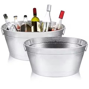 Modern Style Metal Ice Beverage Tub Stainless Steel Party <b>Cooler</b> Bucket Wine Beer Chiller Tub <b>Table</b> Use - Product Image 6