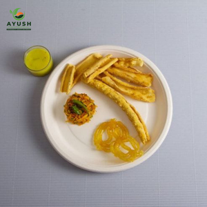 Platos Redondos de Bagazo Resistentes de 10 Pulgadas para Catering Industrial y Eventos a Gran Escala para Empleados - Product Image 5