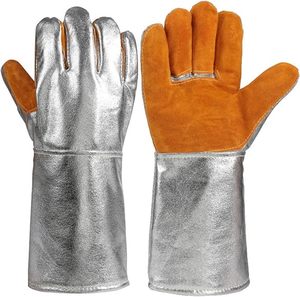 Guantes Premium STALWART IMPEX con Protección Radiante y Palma de Cuero Dividido Aluminizado para Costura, Resistentes a Altas Temperaturas, con Puño de Seguridad - Product Image 3