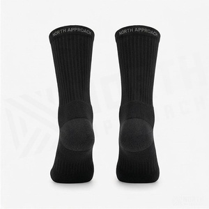 Crew <b>Socks</b> Black Breathable Running <b>Socks</b> for Adults Summer Season Spandex <b>Polyester</b> Knitted Solid Pattern - Product Image 2