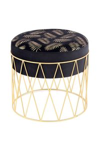 Best Seller Black Color Round Shape <b>Ottomans</b> With gold Soft Upholstery Living Room Furniture Home <b>Stool</b> - Product Image 3