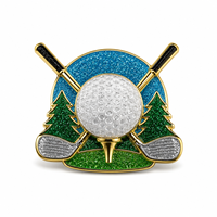 Épinglette de golf personnalisée en émail dur scintillant, badge de tournoi de golf, épinglette de récompense, épinglette sportive en métal souvenir, vente en gros