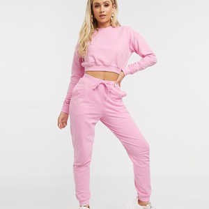 Conjunto Deportivo Ecológico de 2 Piezas para Mujer, Color Rosa Sólido, Sudadera con Capucha, Pantalones Deportivos Largos con Bolsillos Laterales y Cordón Ajustable, Estilo Casual para Invierno - Product Image 1