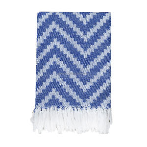 ผ้าห่มผ้าทอสีฟ้าลายก้างปลาพร้อมพู่ห้อยสำหรับฤดูหนาวพับได้ผ้าห่มสำหรับโซฟาเตียงนอน - Product Image 5