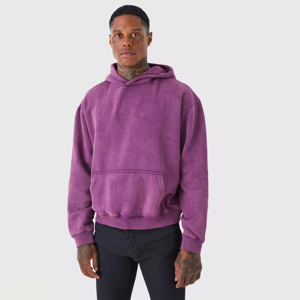 Wholesale Vintage Washed Heavyweight 100_ Cotton French Terry Hoodies Cotton pullover Full Sleeve Collar Hooded Acid Wash Fabric - Product Image 3