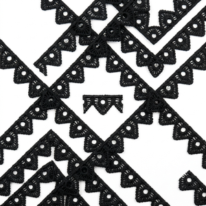 Ribete de encaje guipur geométrico negro de 15 mm, personalizable, suministro a granel, embalaje de 20 metros para carteras, cinturones, bolsas, sombrerería y disfraces - Product Image 4